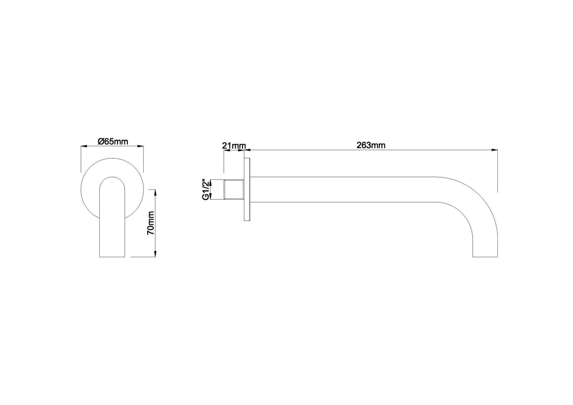 Wiesbaden Wiesbaden caral baduitloop rond '' pvd 25 cm 1/2'' geborsteld messing PVD - technische tekening