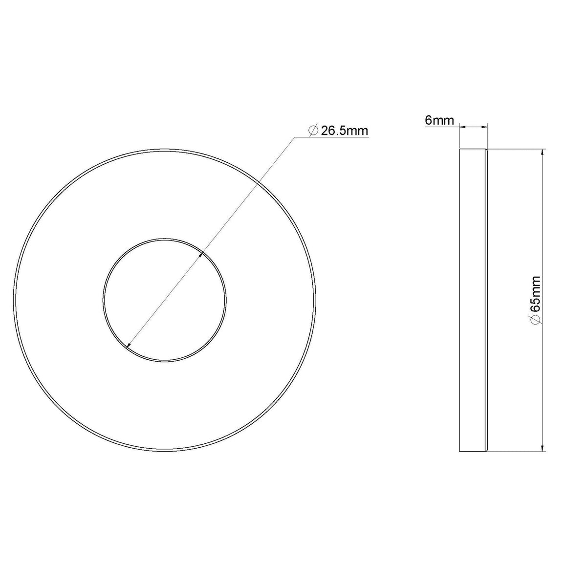 Wiesbaden Caral rozet uitloop eenhendel wastafelkraan 65 mm / Geborsteld messing - technische tekening