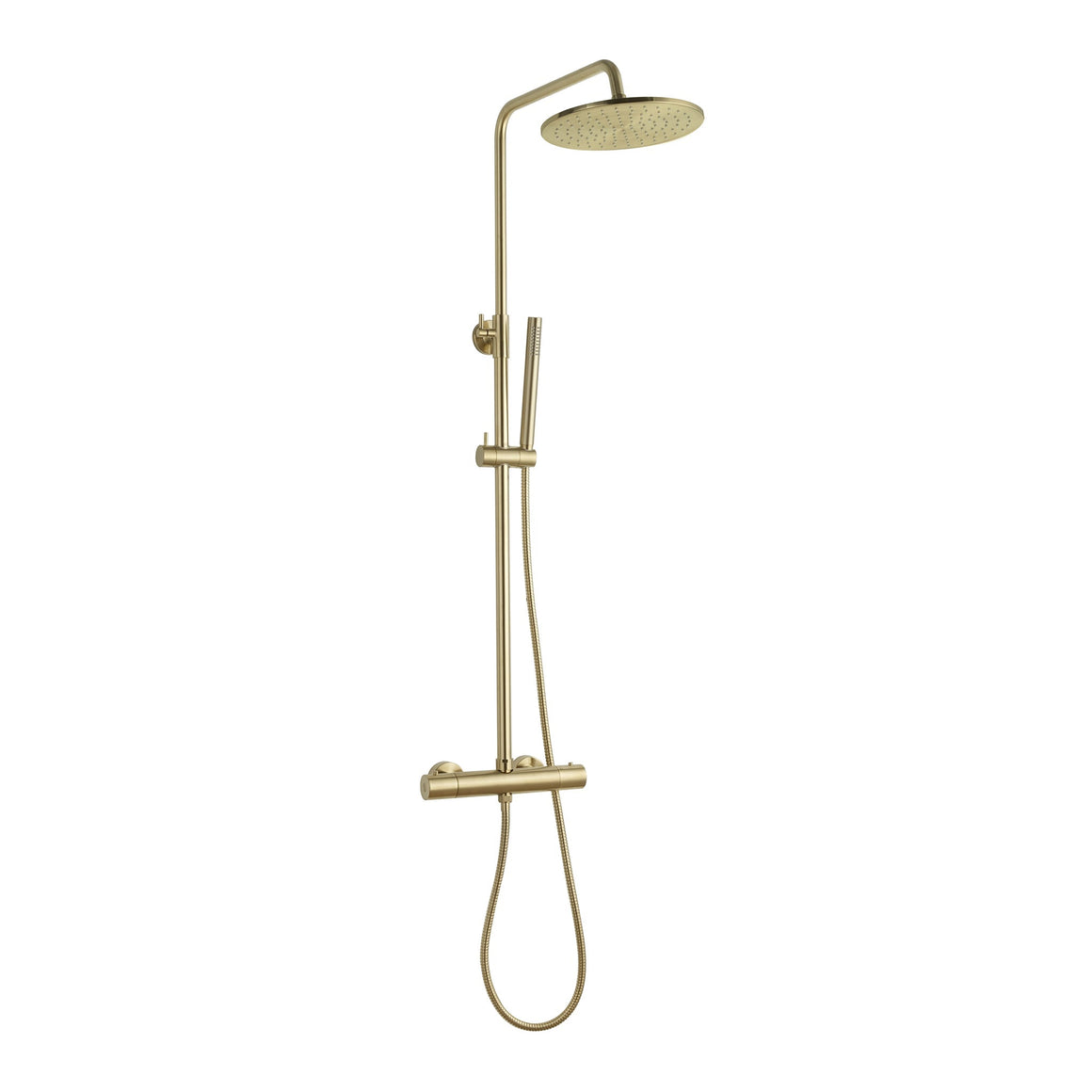 Wiesbaden Caral thermostatische regendoucheset opbouw Geborsteld messing - productfoto
