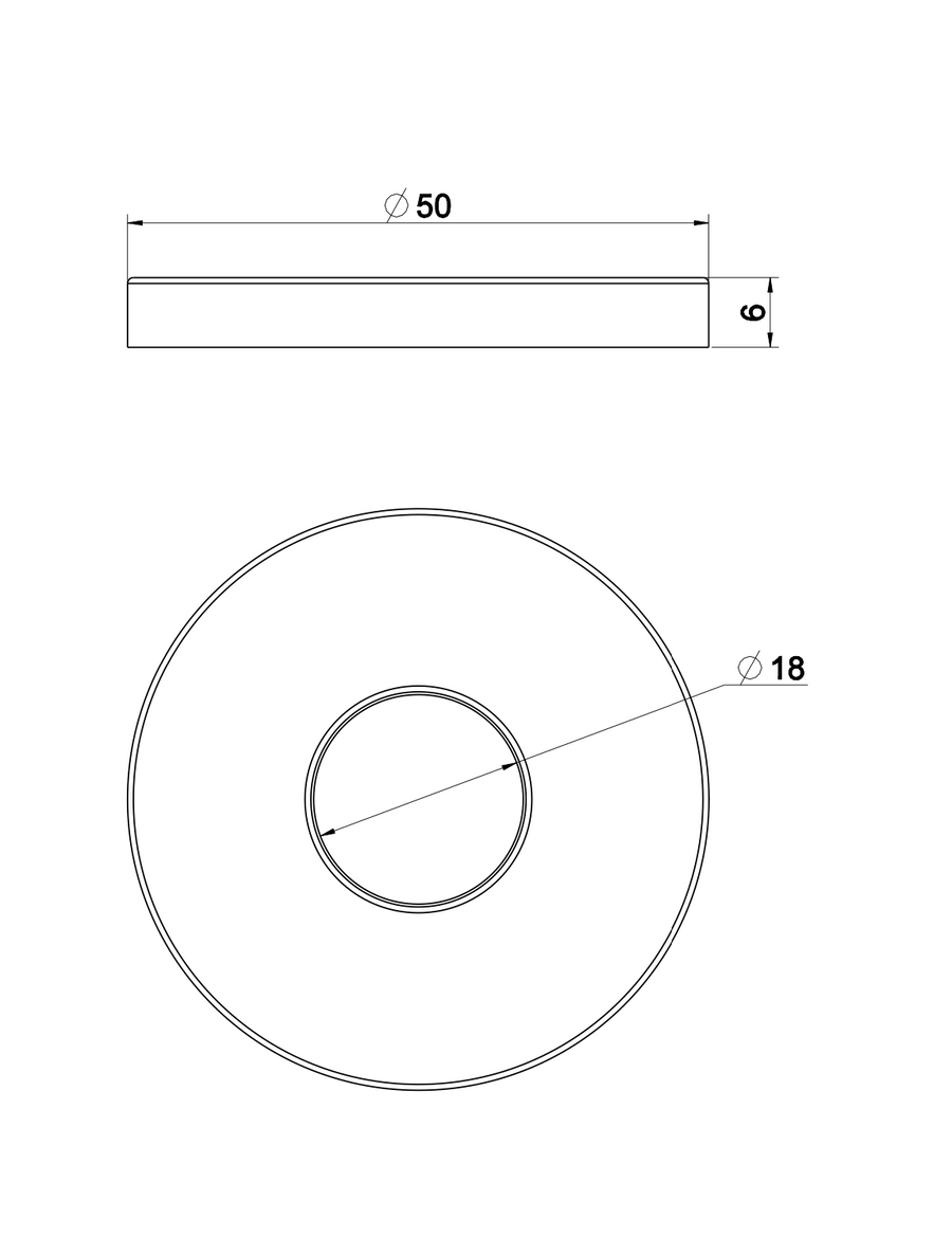 Xellanz Slim rozet uitloop eenhendel wastafelkraan 50 mm geborsteld staal PVD - technische tekening