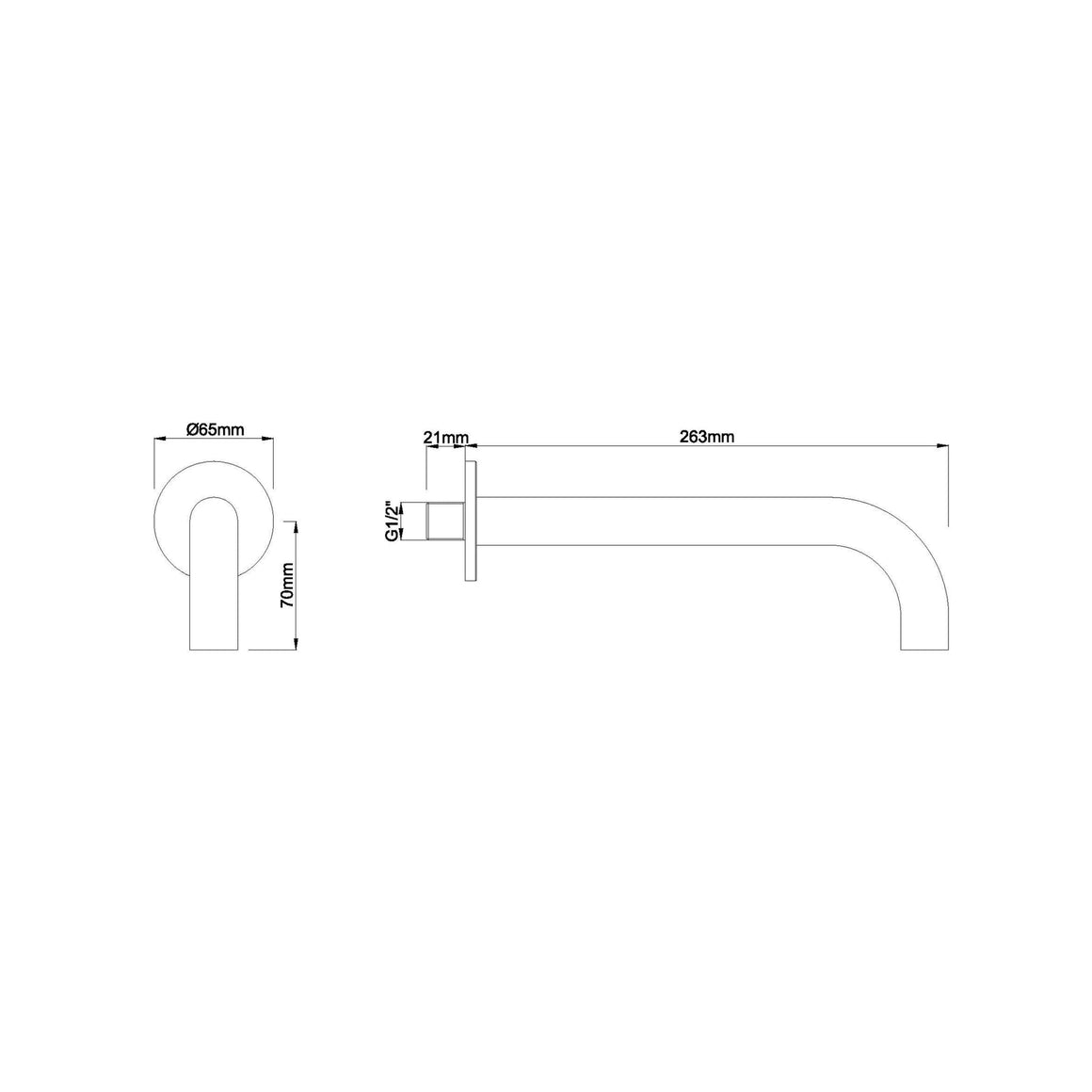 Wiesbaden Wiesbaden Caral baduitloop rond 25 cm / Geborsteld koper - technische tekening