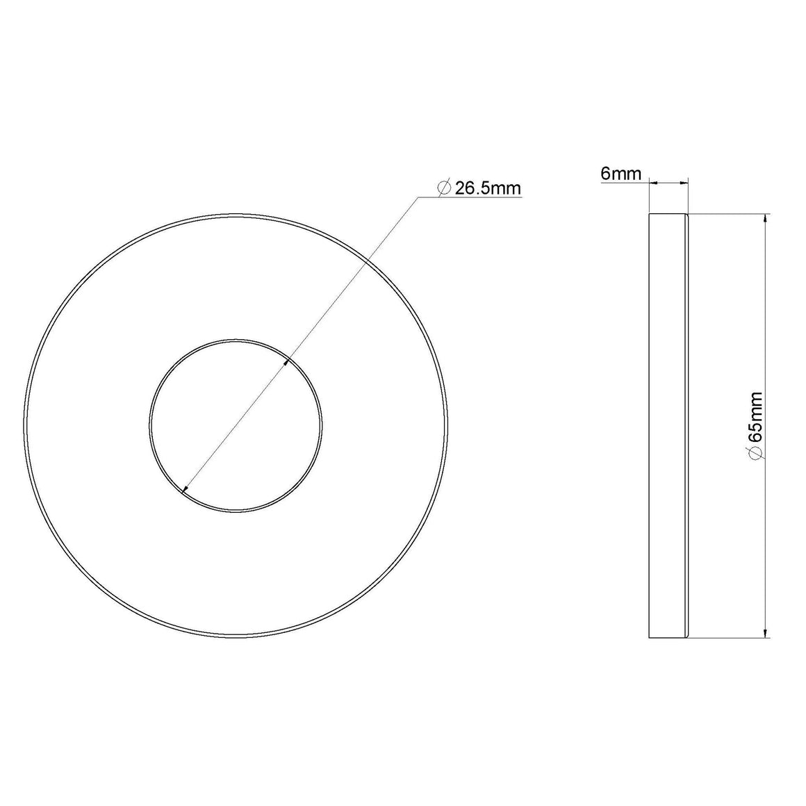 Wiesbaden Caral rozet uitloop eenhendel wastafelkraan 65 mm - technische tekening