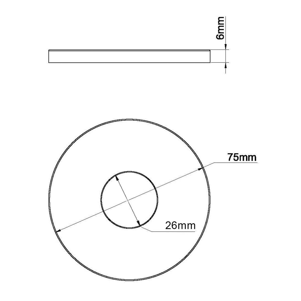 Wiesbaden Caral rozet kraangedeelte eenhendel wastafelkraan 75 mm - technische tekening