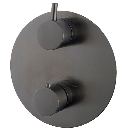 Wiesbaden Caral afbouwdeel rond inbouwthermostaat 2 weg PVD Gunmetal - productfoto