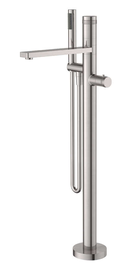 Robinet de baignoire thermostatique sphérique autoportant acier brossé PVD