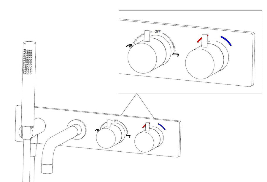 Wiesbaden Style 2-knops inbouwbadthermostaatkraan chroom