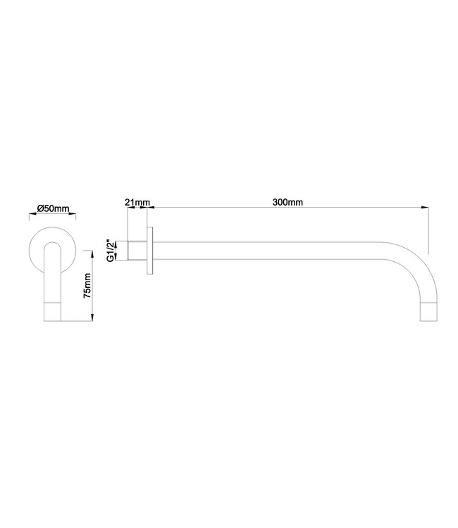Technische tekening Wiesbaden Slim wanduitloop 30 cm 29.2032