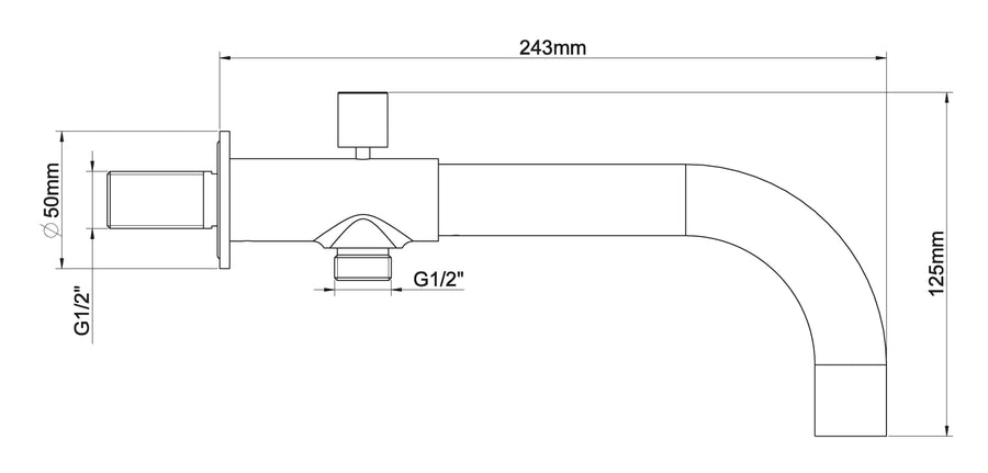 Einbau-Badauslauf mit Umsteller rund 23cm matt schwarz