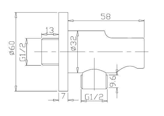 Coude de raccordement UniMatch avec support de douchette rond 1/2" noir mat