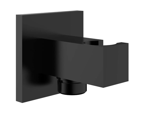 Coude de raccordement mural Rombo avec support de douchette carré 1/2" mat noir