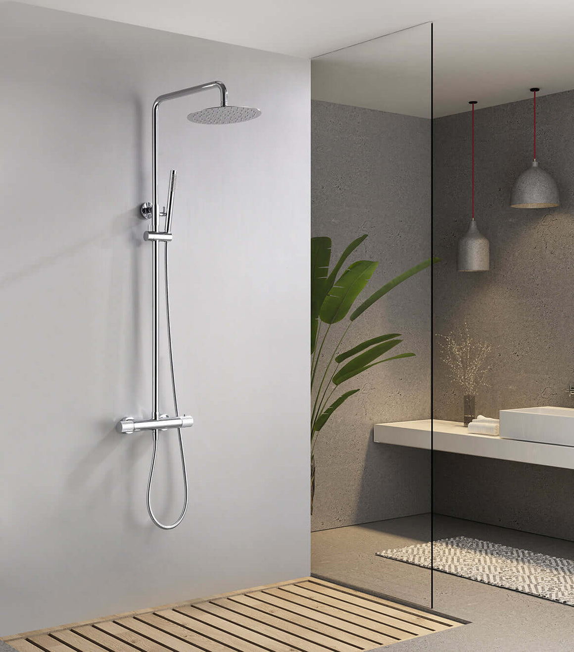 Ribbd thermostatische regendoucheset opbouw chroom