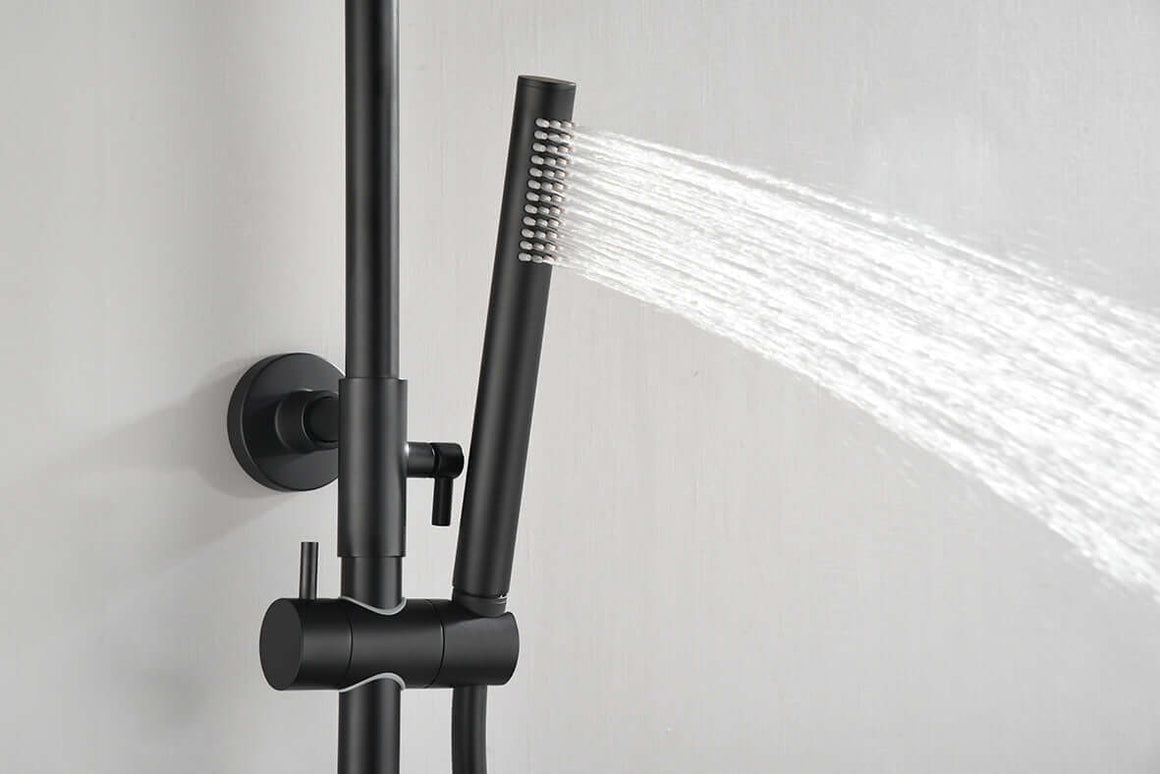 Ribbd thermostatische regendoucheset opbouw mat zwart