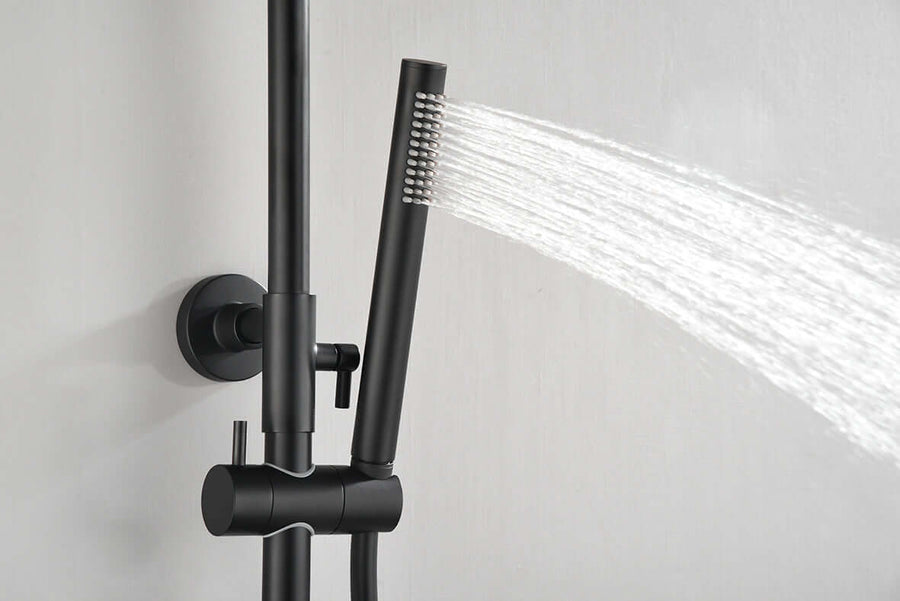 Ribbd thermostatische regendoucheset opbouw mat zwart