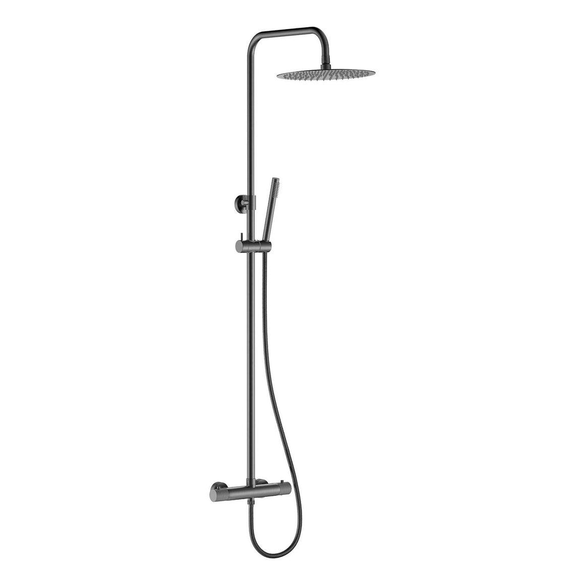 Ribbd thermostatische regendoucheset opbouw gunmetal PVD