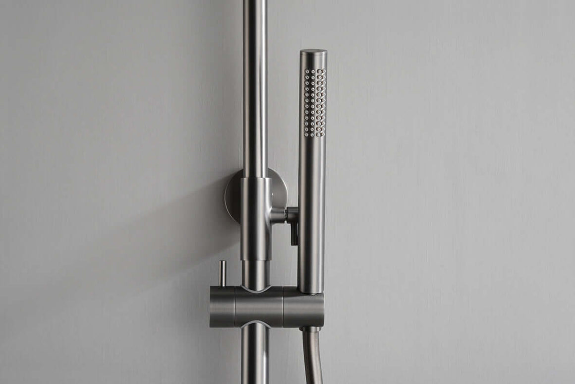 Ribbd thermostatische regendoucheset opbouw gunmetal PVD