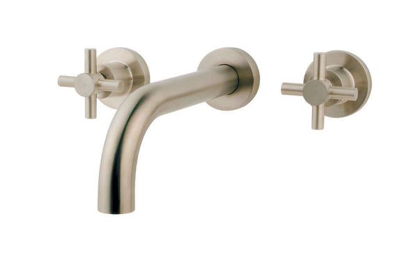Partie de finition croisée robinet de lavabo 2 boutons encastré acier brossé PVD