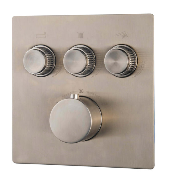 Inbouwthermostaat Afwerkingsset Wiesbaden Caral Klik Pro 3-weg in geborsteld staal