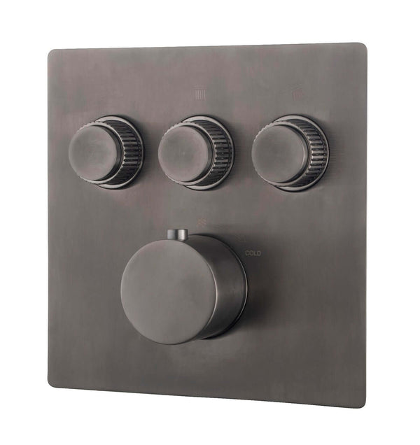 Caral Klik Pro afbouwdeel inbouwthermostaat 3 weg gunmetal PVD