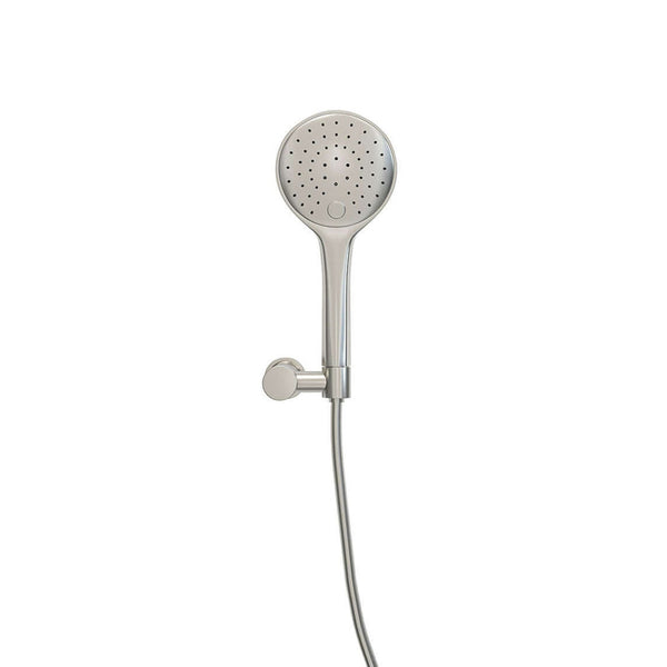 UniMatch Handbrauseset mit Handbrause 3 Stufen Ø 12 cm, Duschschlauch und Wandhalter kippbar gebürsteter Stahl