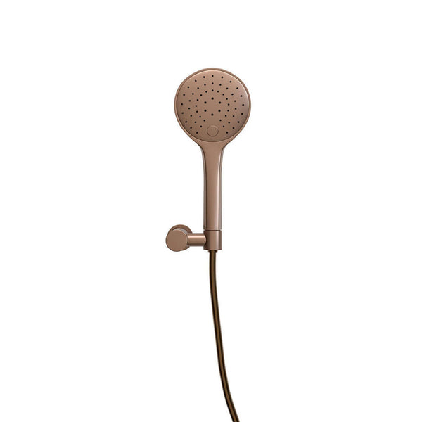 UniMatch Handbrauseset mit Handbrause 3 Stufen Ø 12 cm, Brauseschlauch und Wandhalter kippbar gebürstetes Bronze Kupfer