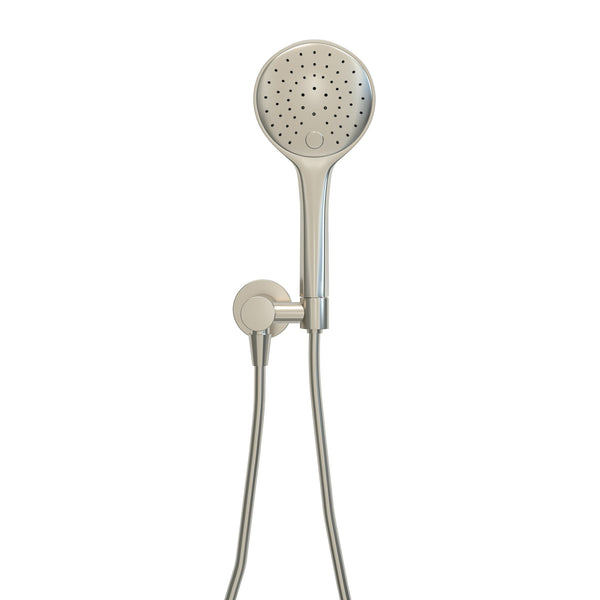 UniMatch Handbrauseset mit Handbrause 3 Stufen Ø 12 cm, Duschschlauch und Wandanschlussbogen gebürsteter Stahl