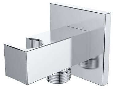 Coude de raccordement mural Rombo avec support de douchette carré 1/2" chrome
