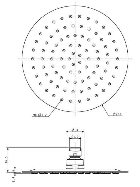 Ufo hoofddouche rond 20 cm chroom