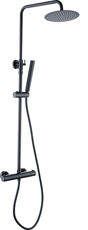 Vingt ensemble de douchette de pluie thermostatique éco montage apparent rond noir mat
