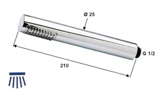 Handdouche rond 1/2'' chroom