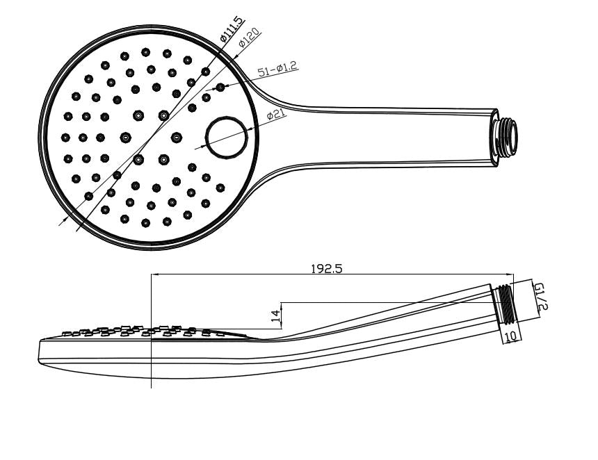Xellanz Clic handdouche chroom - technische tekening