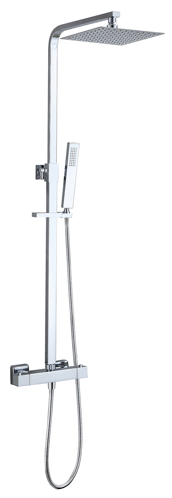 Vingt ensemble de douche de pluie thermostatique écologique carré chrome apparent