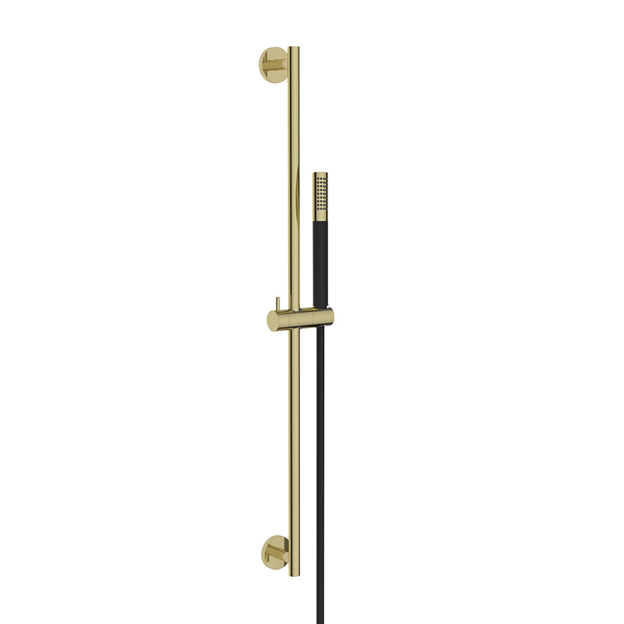 Wiesbaden UniMatch glijstangset met staafhanddouche Geborsteld messing/mat zwart - productfoto