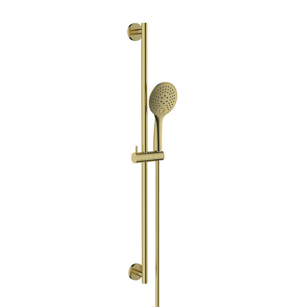 Wiesbaden Remi Schuifstangset met handdouche 3 standen 150 cm geborsteld messing