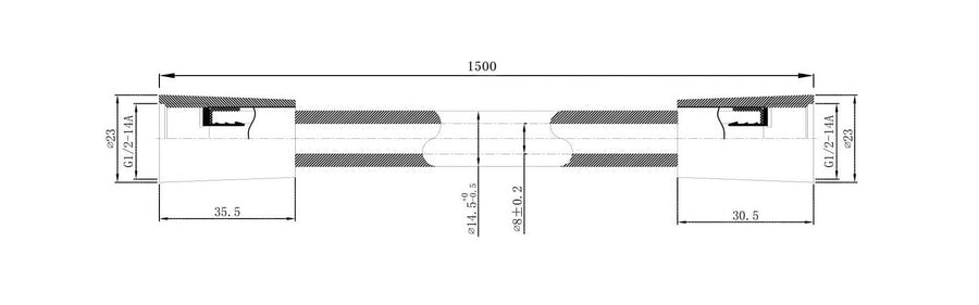 Wiesbaden Remi Schuifstangset met stang Handdouche 1 standaard 150 cm geborsteld messing