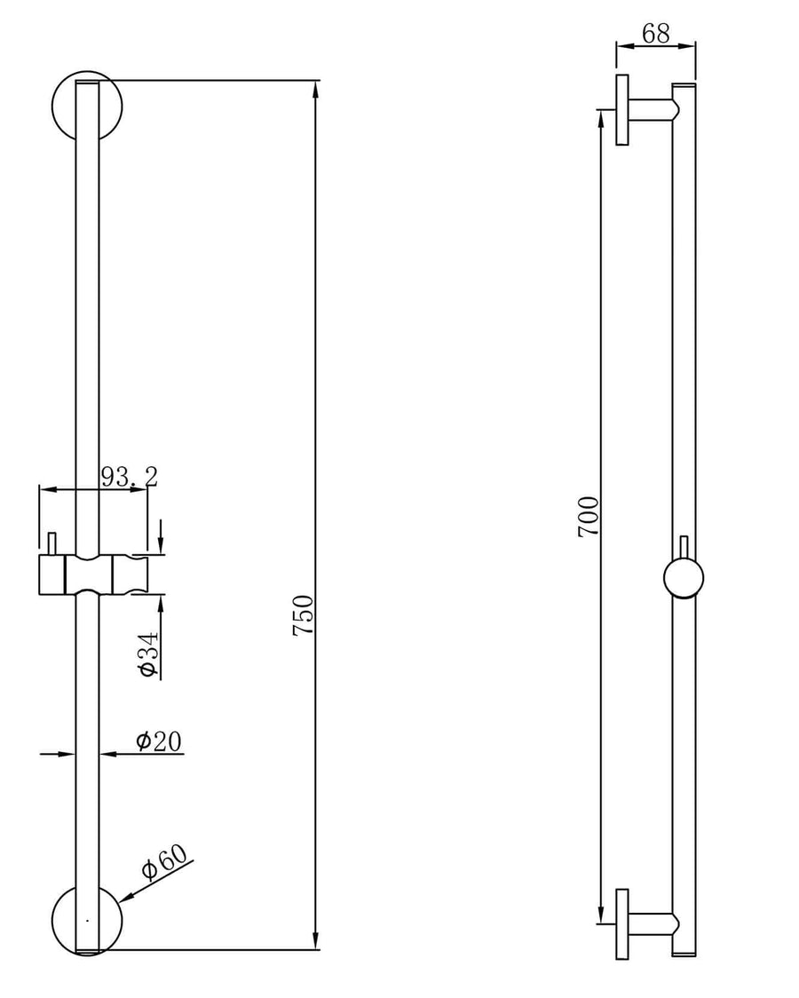 Wiesbaden Remi schuifstangset met stang handdouche 1 standaard 150 cm mat chroom/mat zwart