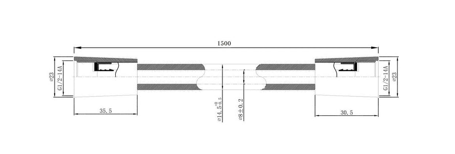 Wiesbaden Remi schuifstangset met stang handdouche 1 standaard 150 cm geborsteld staal/matzwart