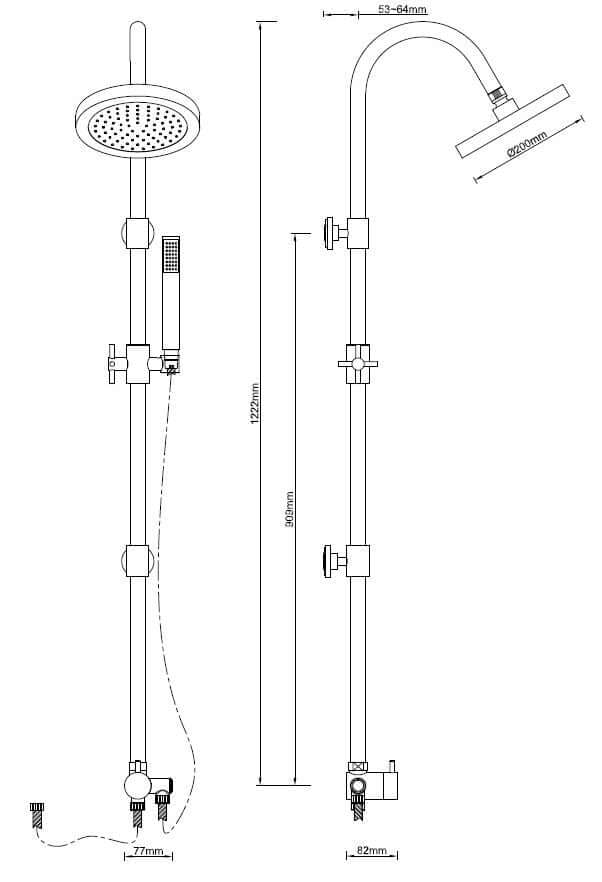 Altara+Rio douchecomb.+therm. kraan 15cm+20cm douchekop