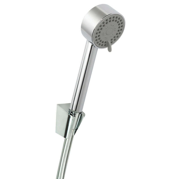 Ensemble de douche à main UniMatch Cadans avec douchette à main 3 positions Ø 8 cm, flexible de douche et support mural inclinable chrome