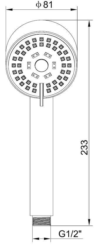 Ensemble de douche à main UniMatch Cadans avec douchette à main 3 positions Ø 8 cm, flexible de douche et support mural inclinable chrome