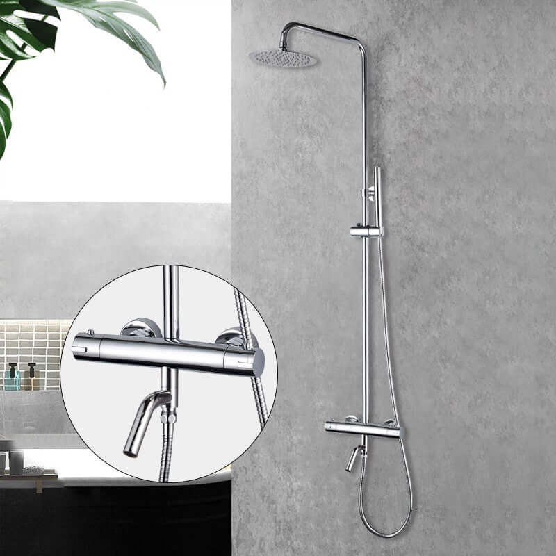 Caralda Eco thermostatische badmengkraan met regendoucheset opbouw chroom
