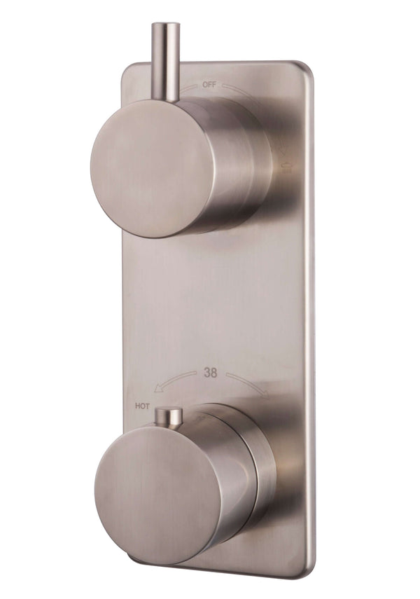 Rivaro Einbau-Thermostat 2 Wege gebürsteter Stahl PVD