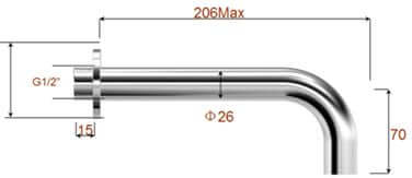 Caral baduitloop rond 20 cm 1/2'' chroom