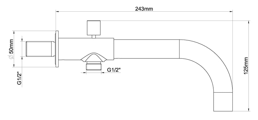 Einbau-Badauslauf mit Umsteller rund 23cm gebürsteter Stahl PVD