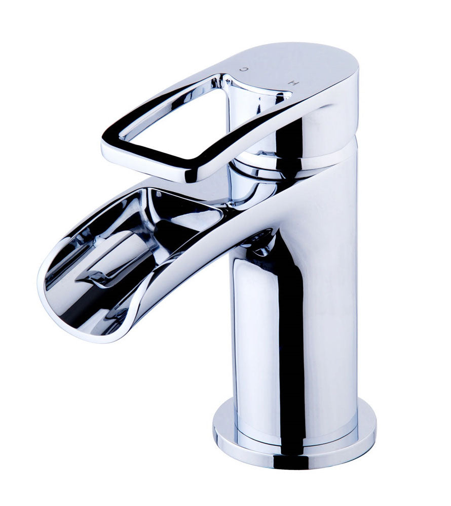 Xellanz Alegra wastafelkraan waterval met clickwaste chroom - productfoto