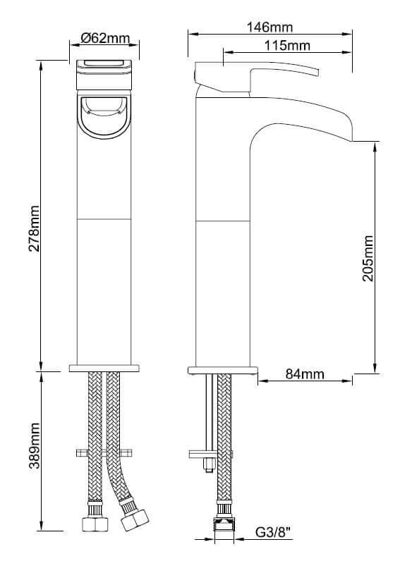 Robinet de lavabo Alegra cascade haut chrome