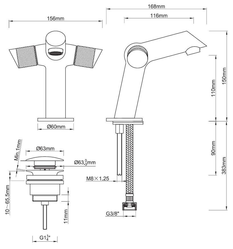 Concorde Waschtischarmatur mit Klick-Ablauf Chrom