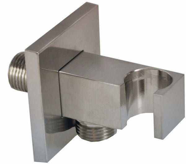 Rombo Handduschhalter Wiesbaden mit 1/2 Zoll Anschluss und Plug-On Edelstahl-Look