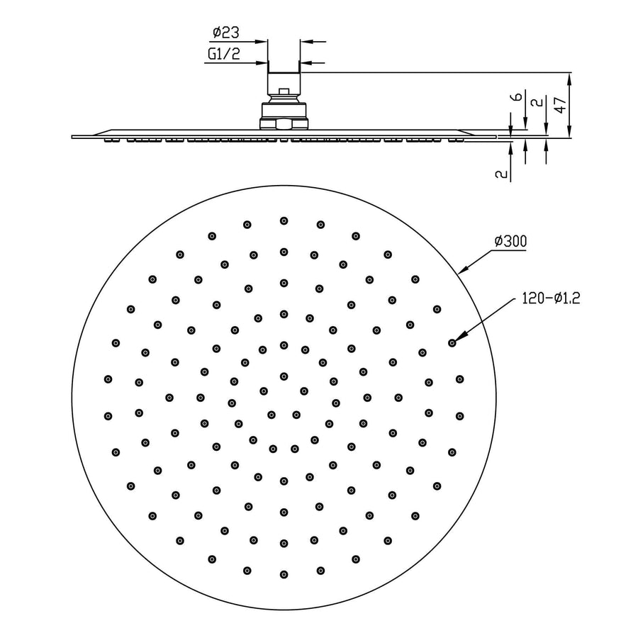 Caral UFO Ultra Flat 30 cm ronde hoofddouche Wiesbaden in roestvrij staal
