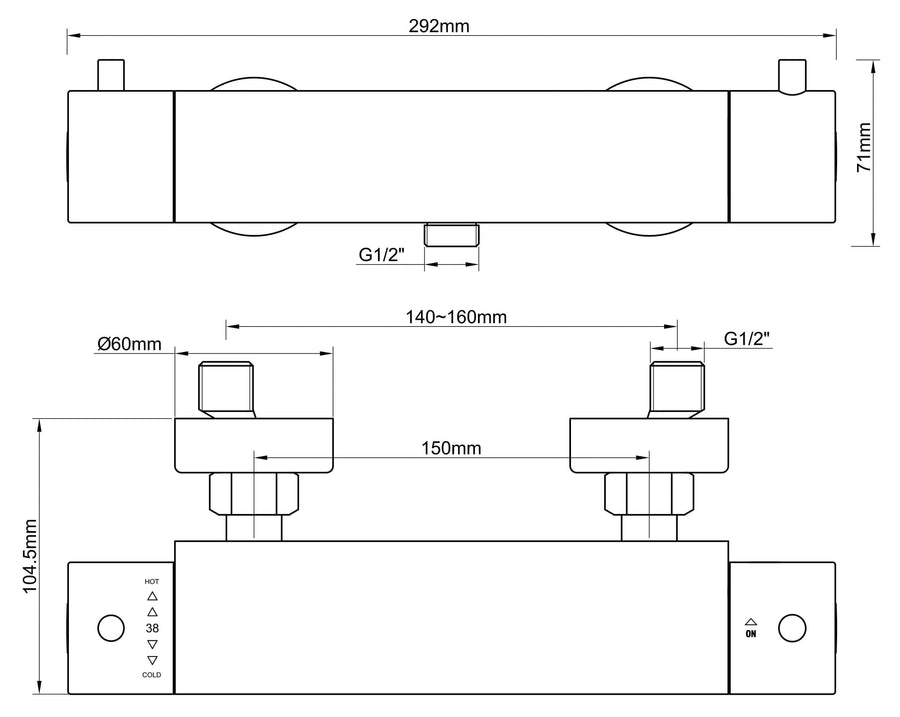 Caral Cool Touch thermostatische douchemengkraan geborsteld staal PVD