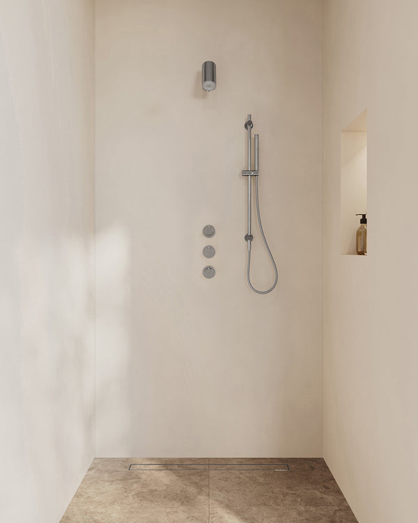 Wiesbaden Caral inbouw regendoucheset thermostatisch met 2 stopkranen, Beam hoofddouche en staafhanddouche
